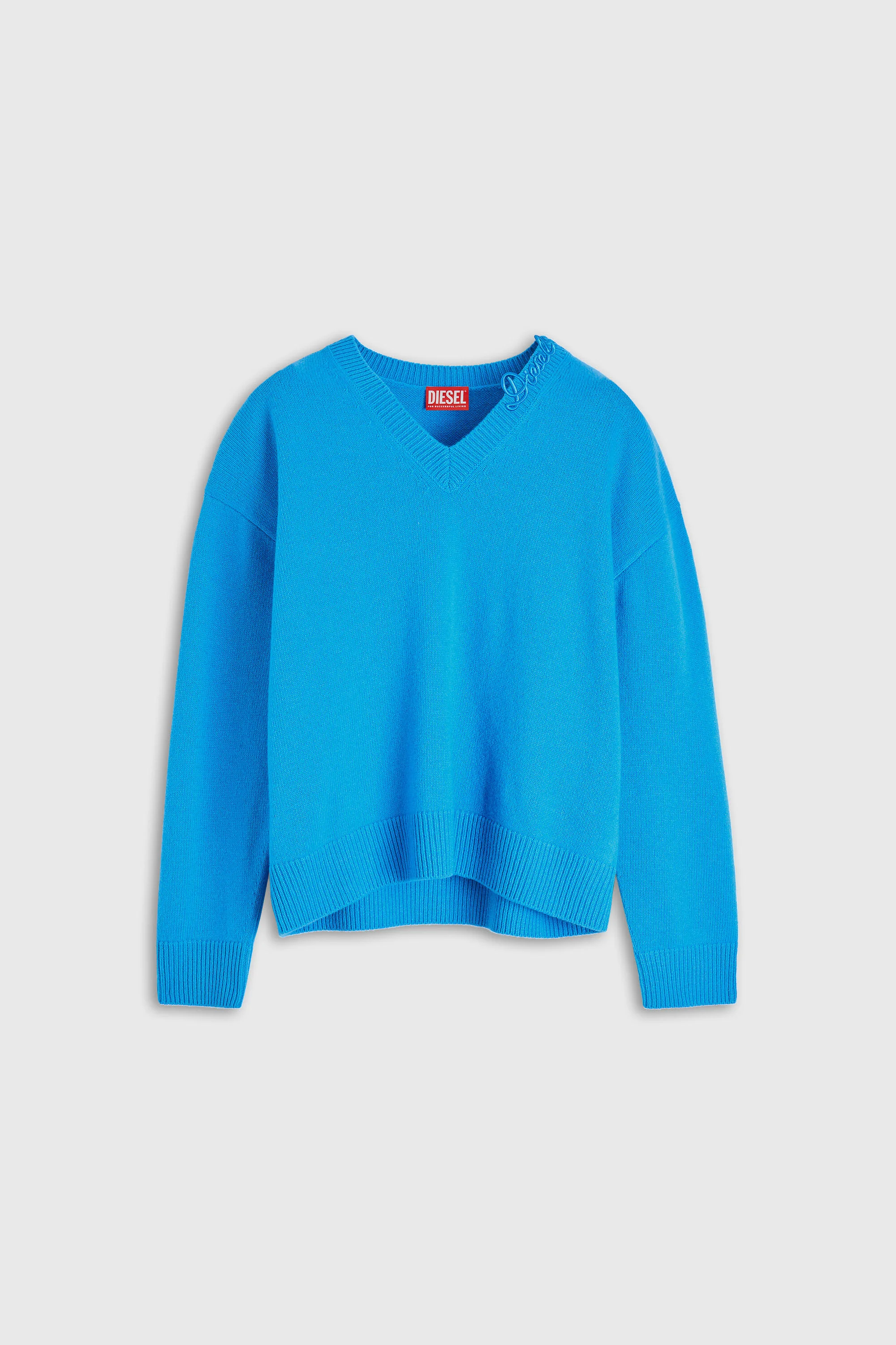 WOOL V-NECK JUMPER WITH NECK LOGO - 1