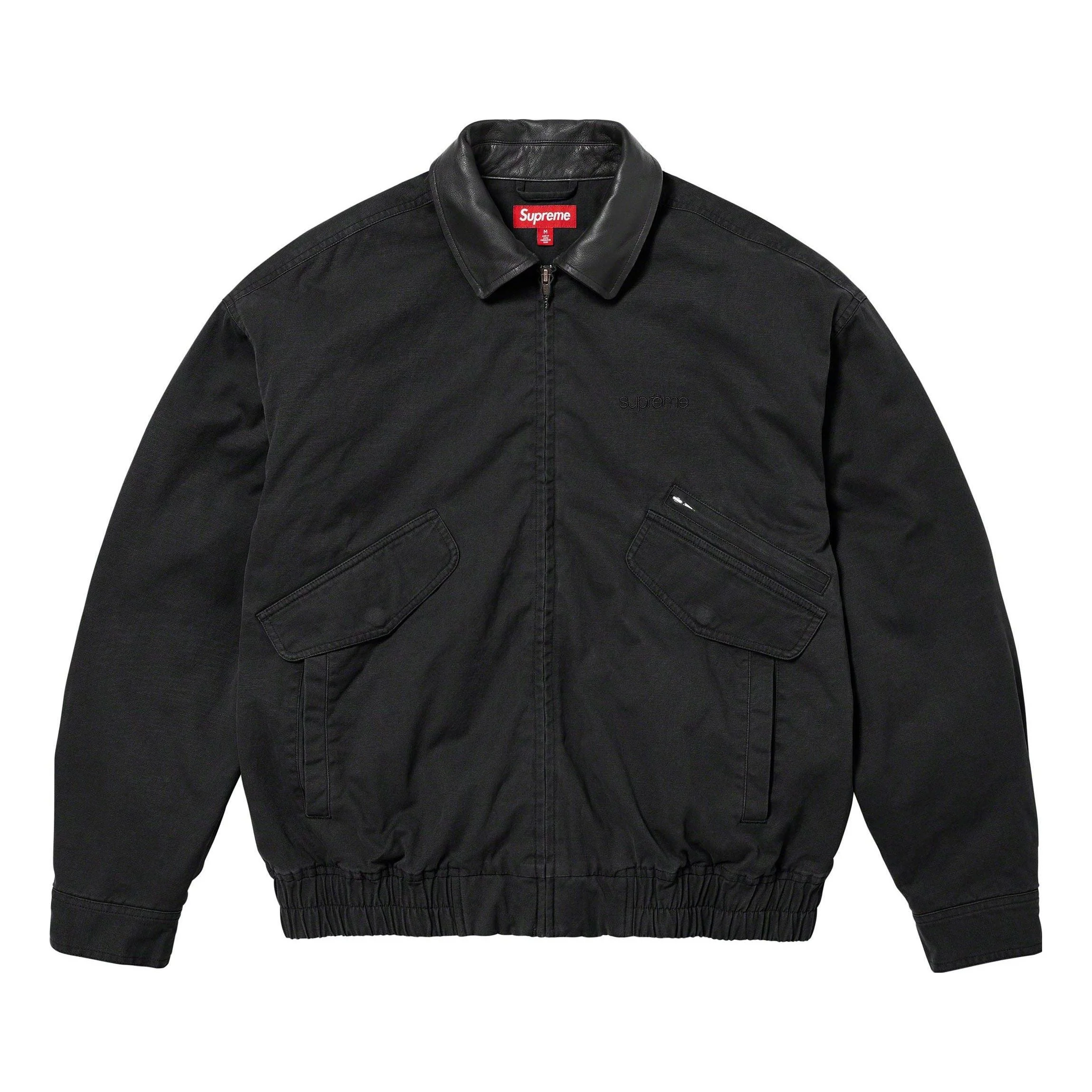 Supreme Leather Collar Utility Jacket 'Black' SUP-FW23-034 - 1