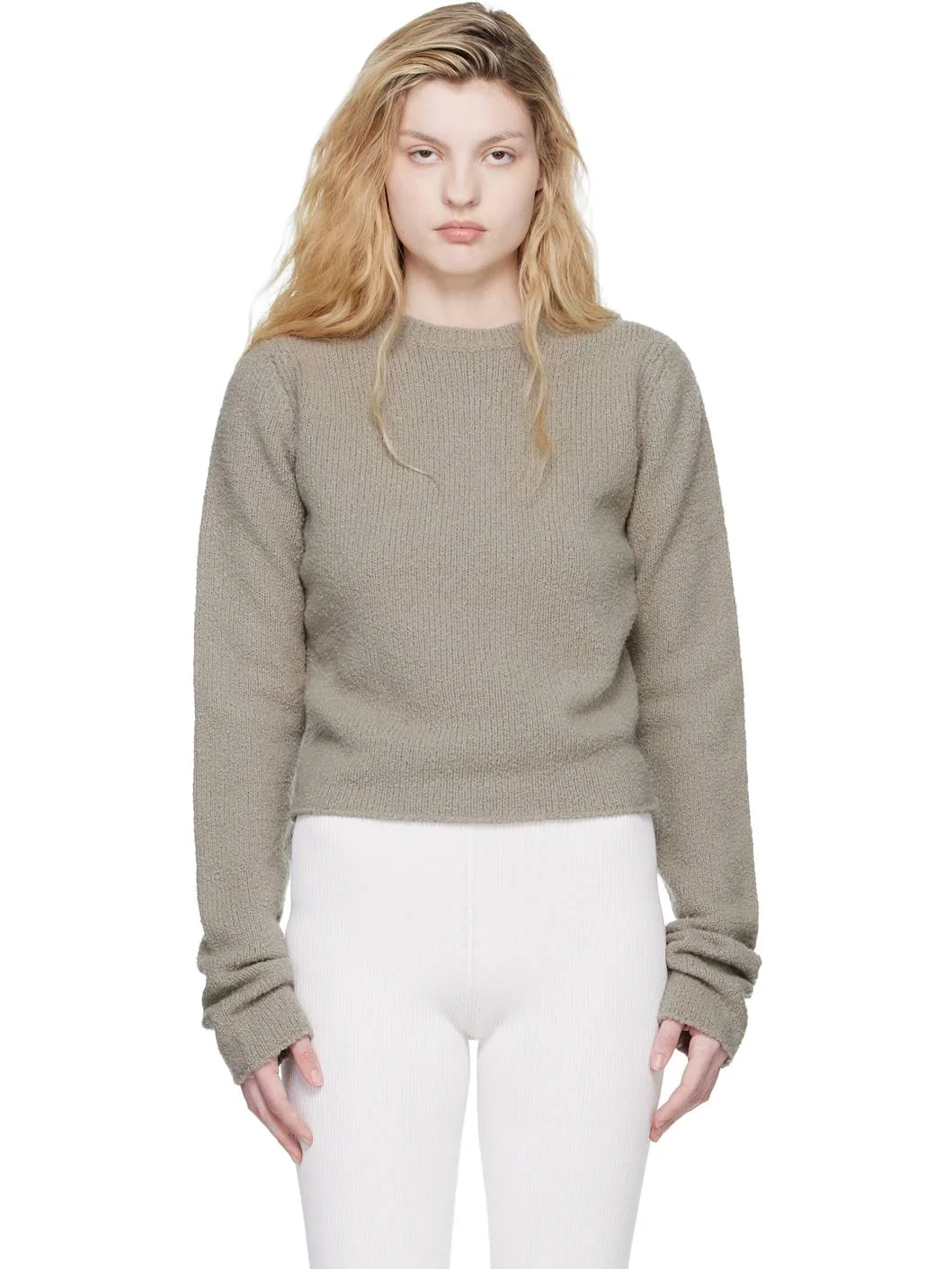 Taupe Wool Boucle Sweater - 1