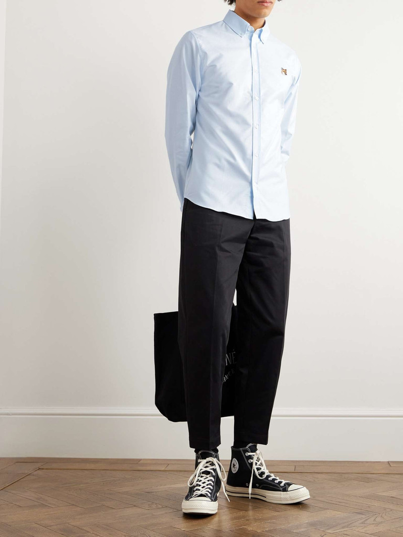 Maison Kitsuné Button-Down Collar Logo-Embroidered Cotton-Poplin Shirt outlook