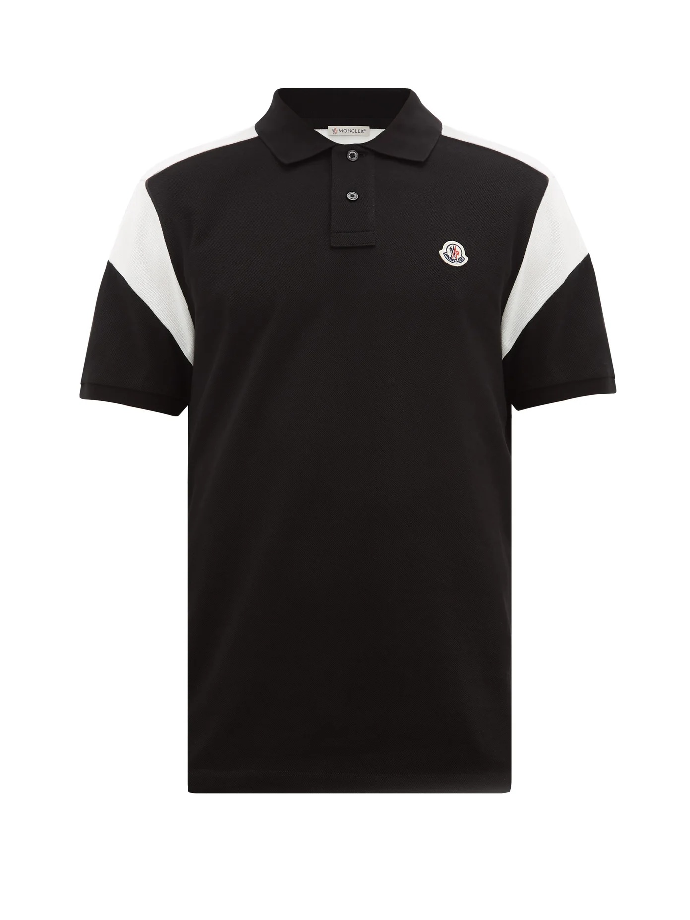 Panelled logo-plaque cotton-piqué polo shirt - 1