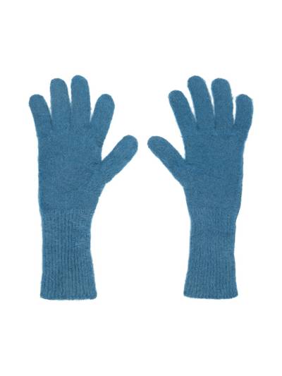 Raf Simons Blue Brushed Gloves outlook