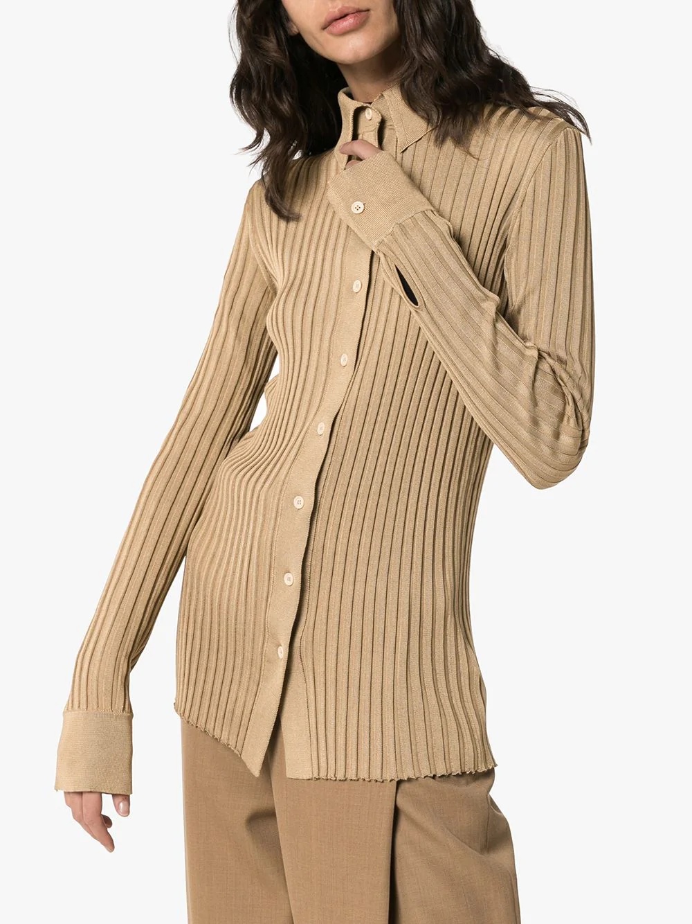 ribbed-knit silk shirt - 3