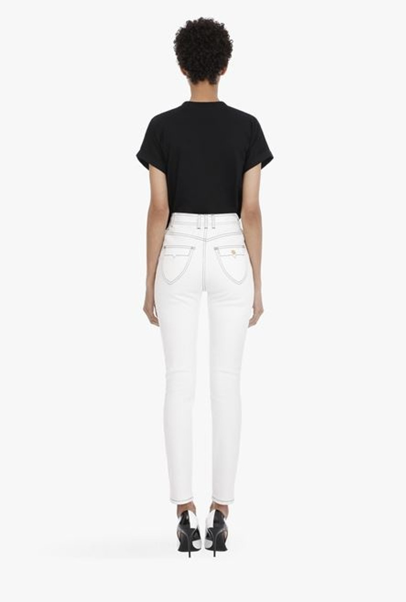 Skinny high-waisted white jeans 3