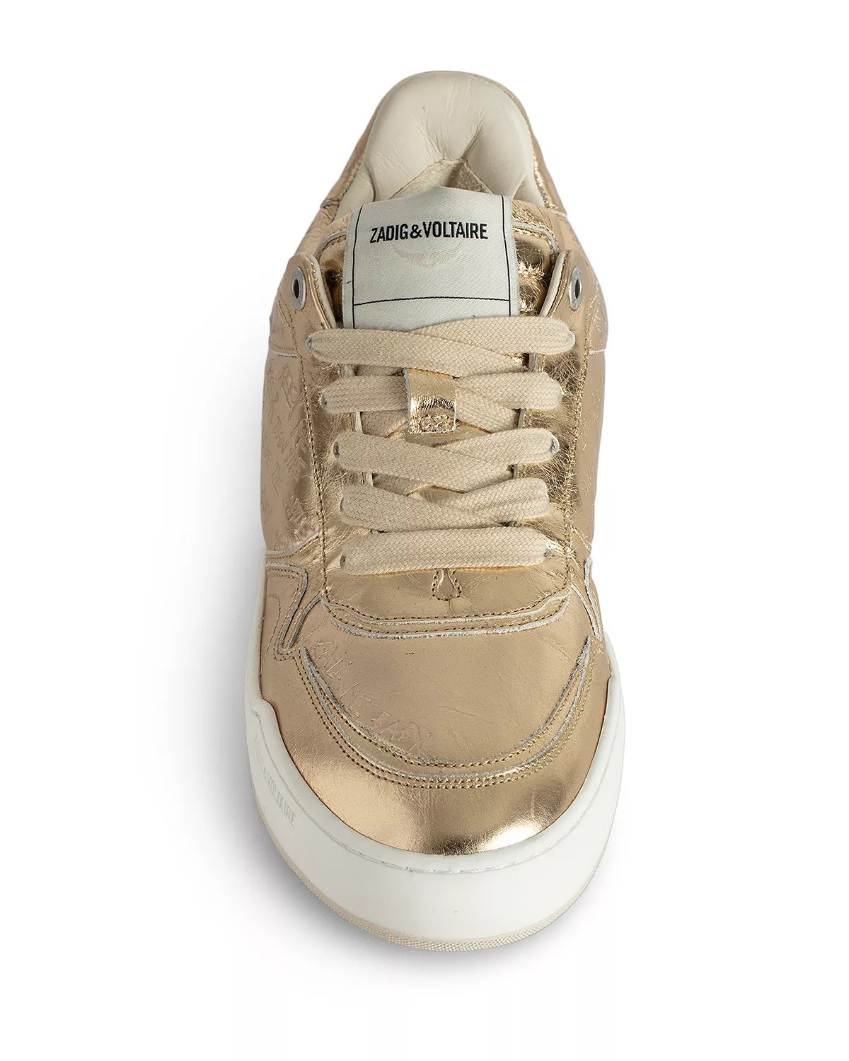 Women's Wings Vintage Metallic Gold Graffiti Sneakers - 3