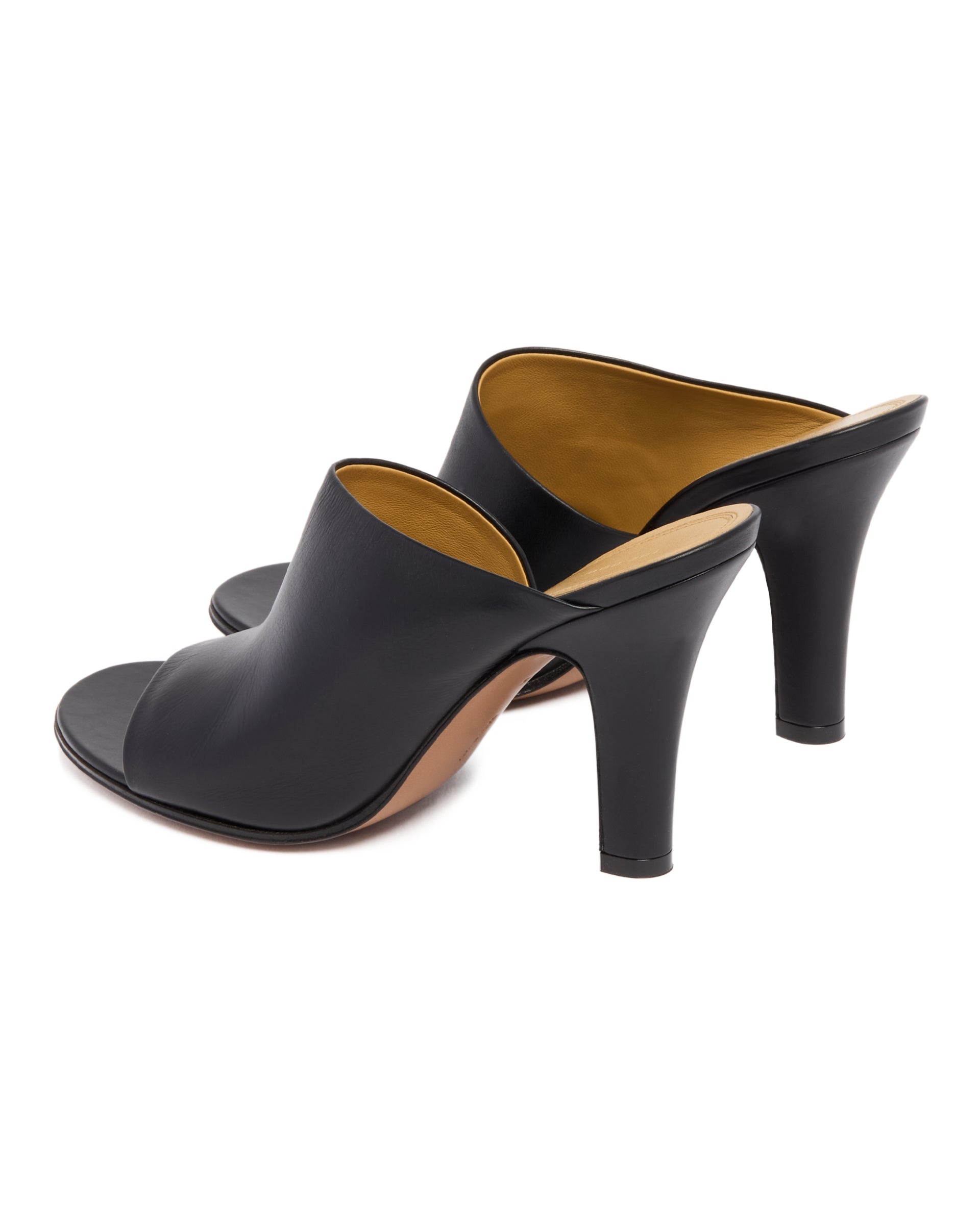 Black Leather Mules - 5
