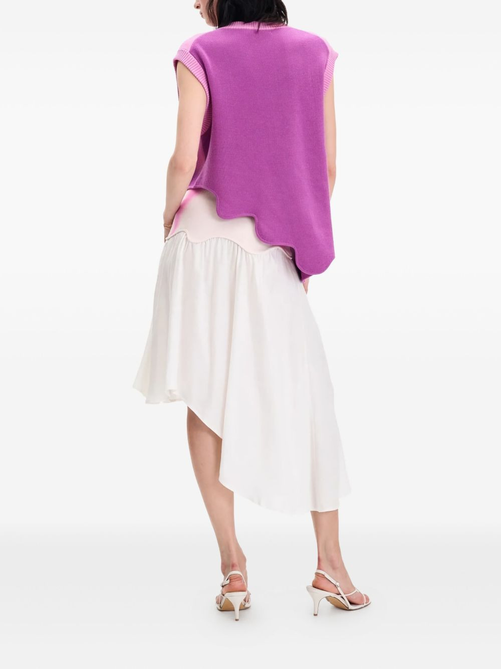 v-neck wavy-hem vest - 3