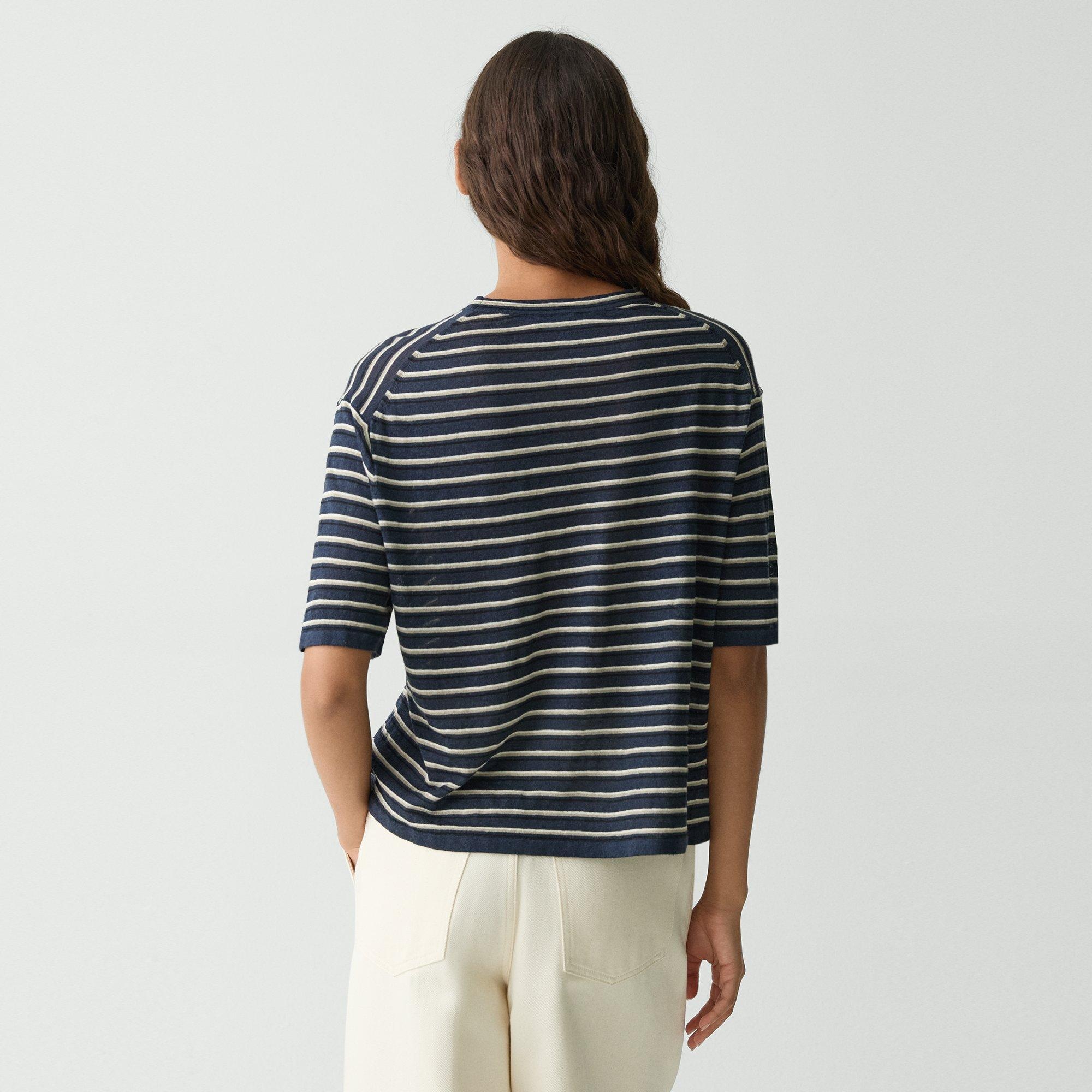 Boyfriend Tee in Cable Knit Linen - 4