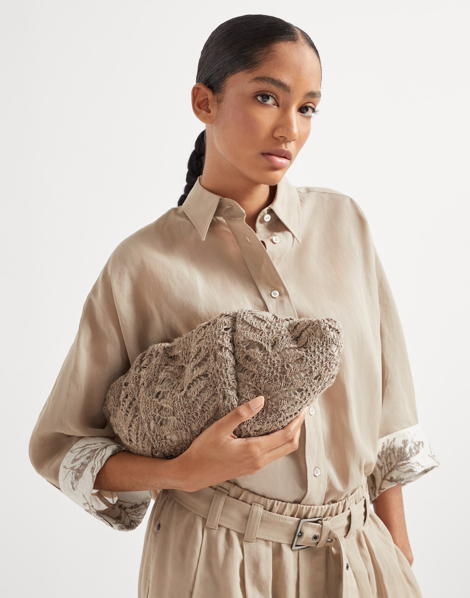 Foliage lace knit marina pouch in linen and silk Diamond yarn - 4