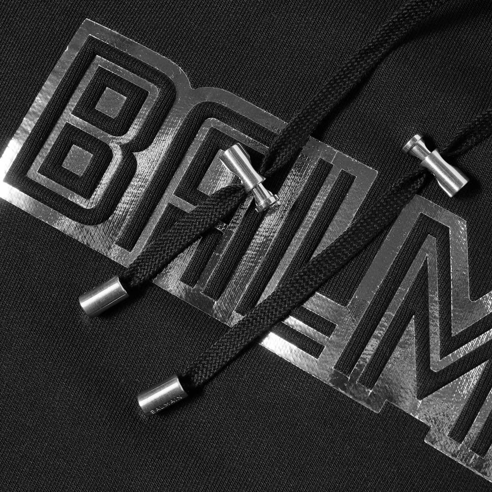 Balmain Paris Logo Metallic Popover Hoody - 2