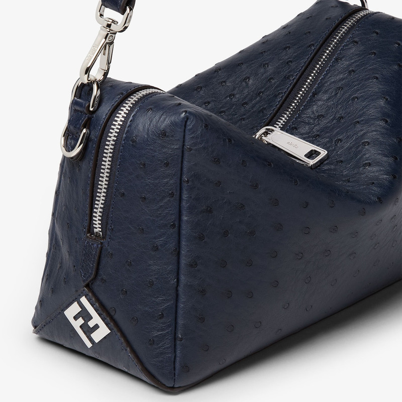 Fendi Lui Medium Dark blue ostrich leather bag 5