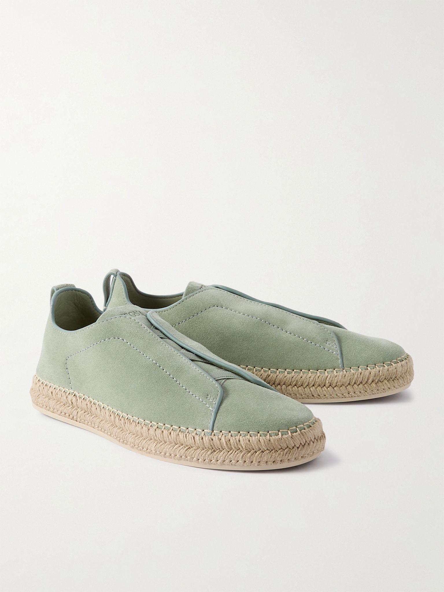 Triple Stitch™ Leather-Trimmed Suede Slip-On Sneakers Green - 4
