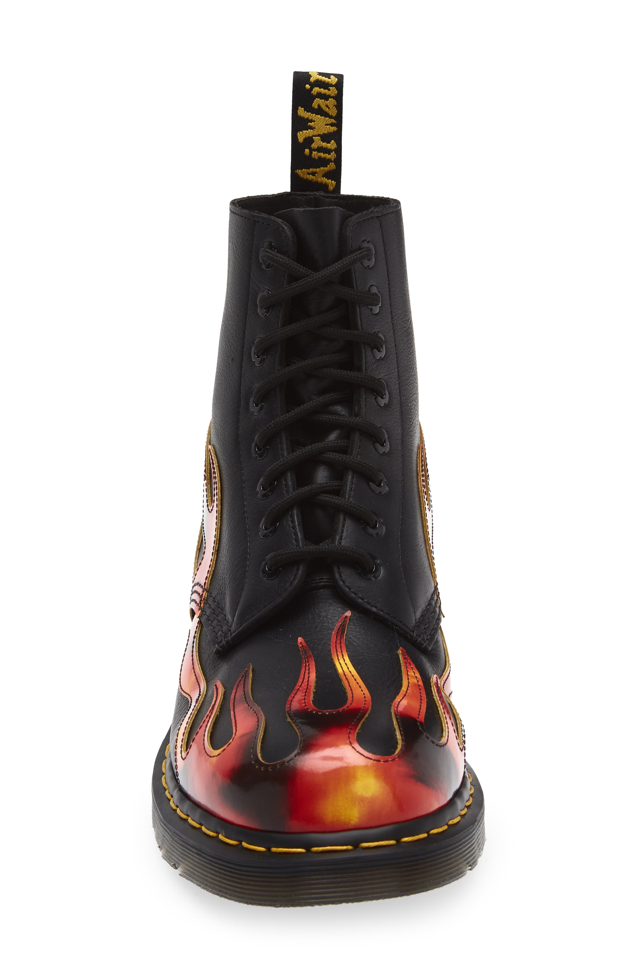 Dr. Martens 1460 Pascal Flame Boot in Black /Vibrant Red at Nordstrom - 4