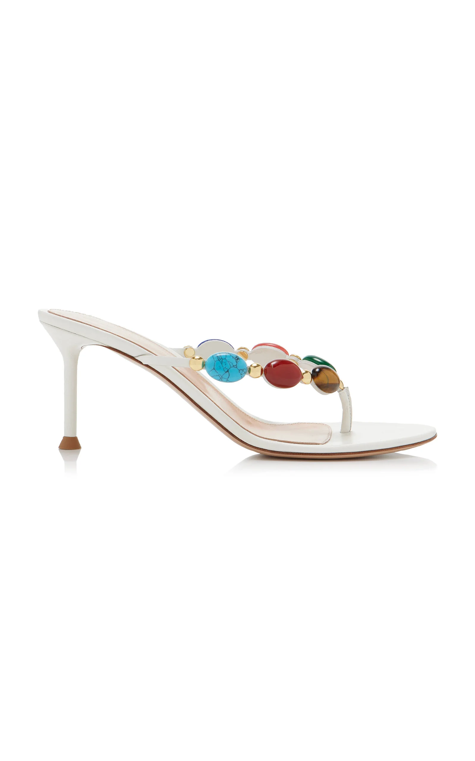 Exclusive La Isla Shanti Stone-Embellished Leather Sandals white - 1