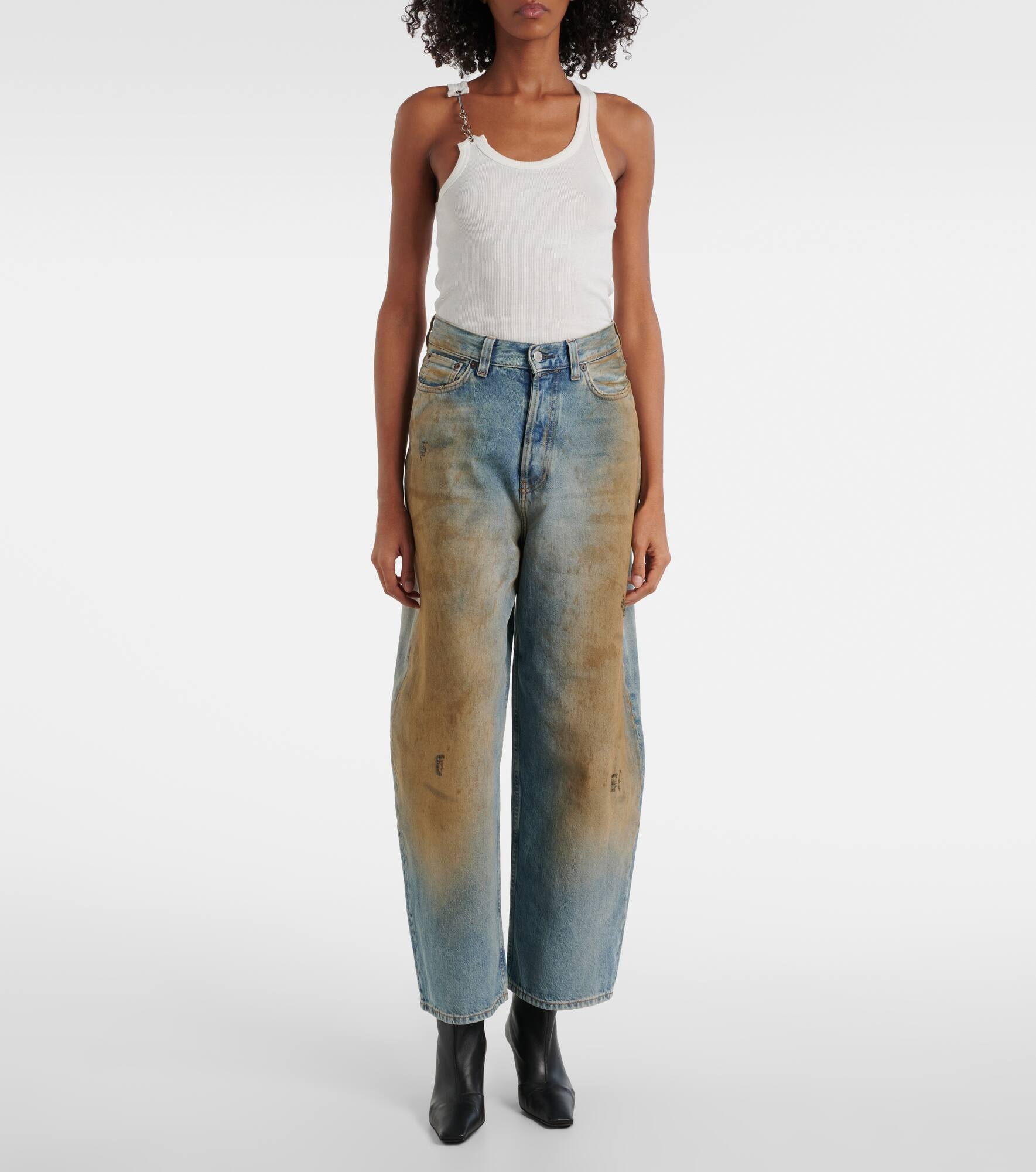 Penicillin distressed mid-rise wide-leg jeans - 7
