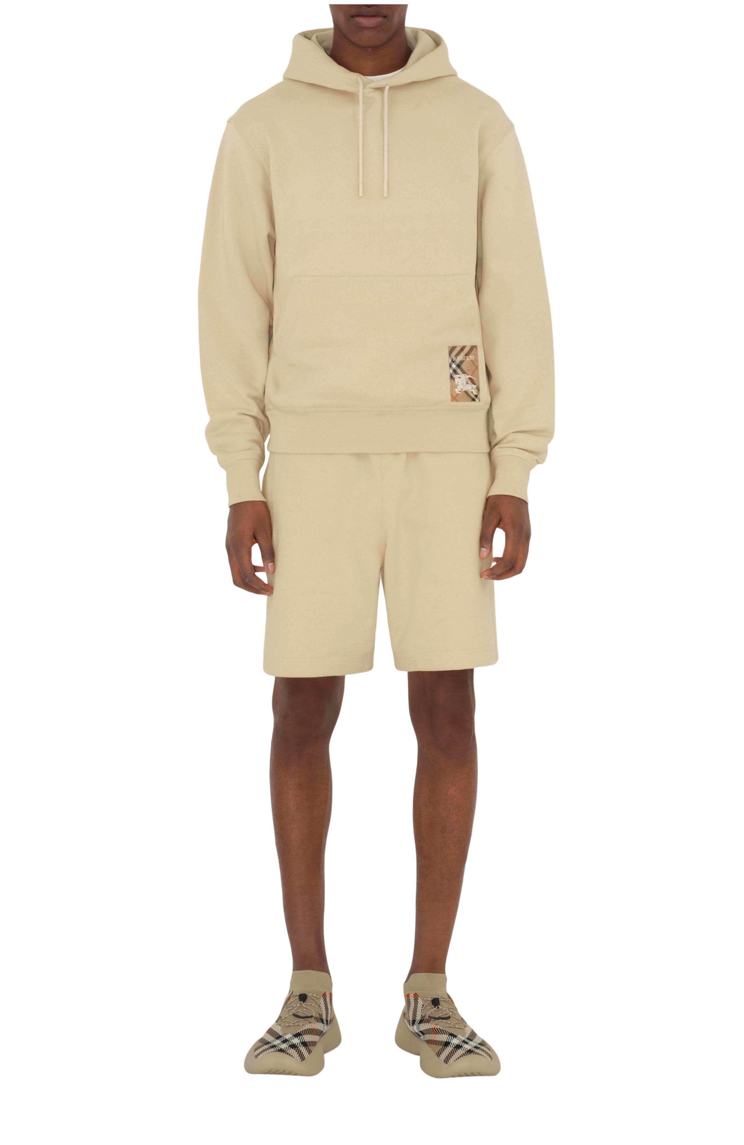 burberry Check Label Cotton Shorts in Nutmeg at Nordstrom - 1