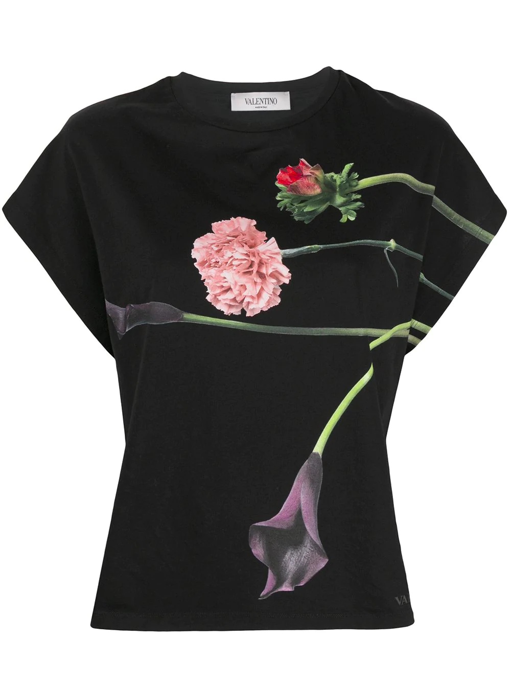 floral-motif T-shirt - 1