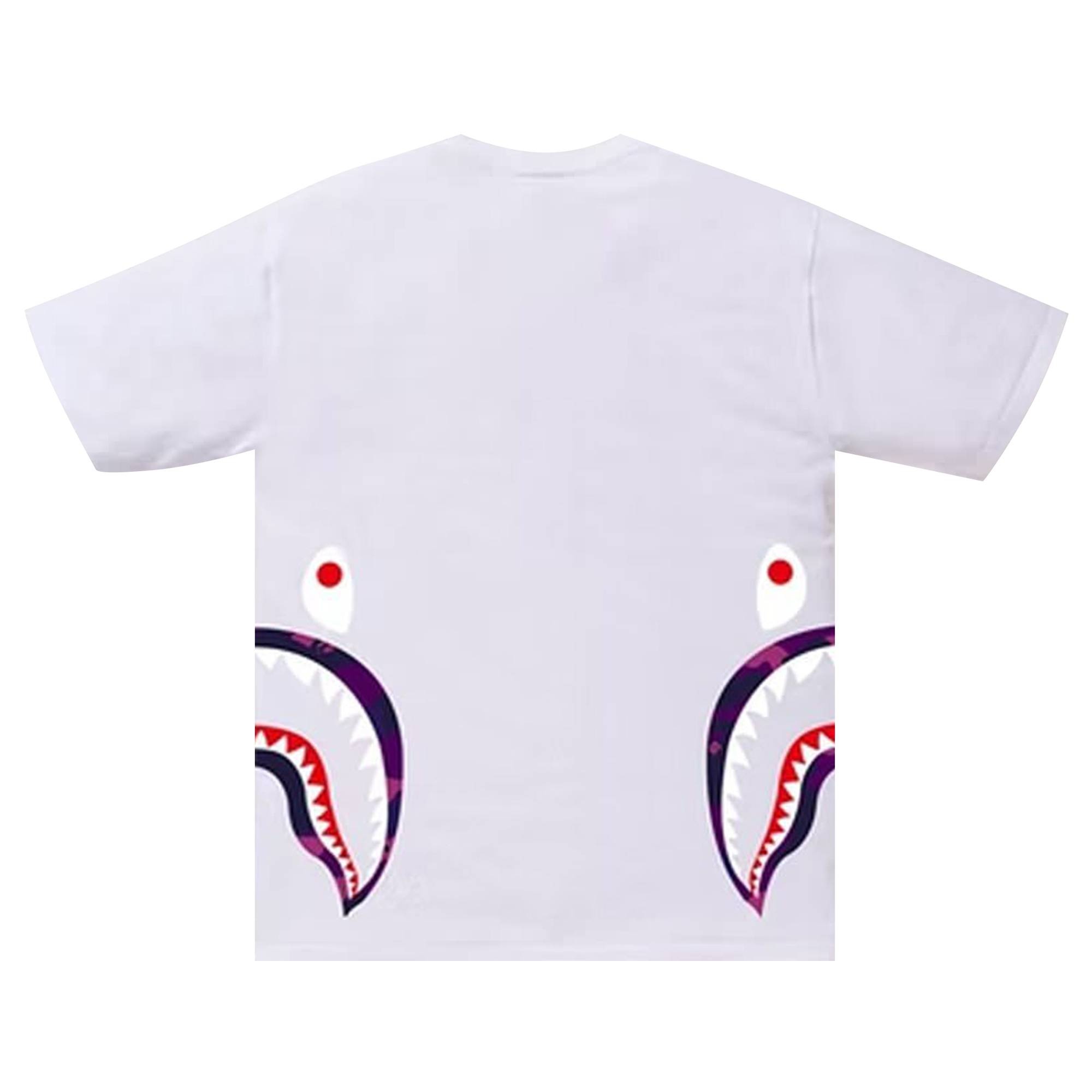 BAPE Color Camo Side Shark Tee 'White/Purple' - 2