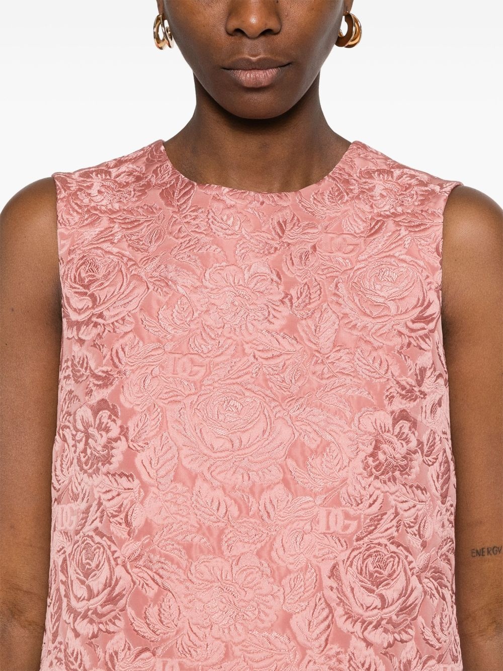 floral-jacquard mini dress - 5