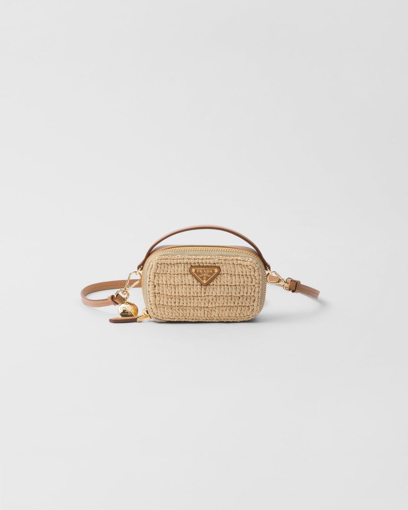 Woven fabric and leather mini-pouch 1