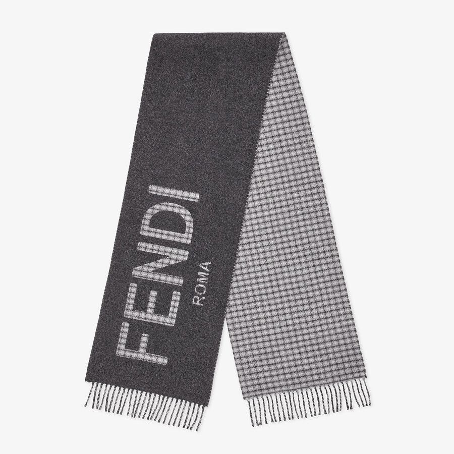 Gray wool and cashmere scarf - 1