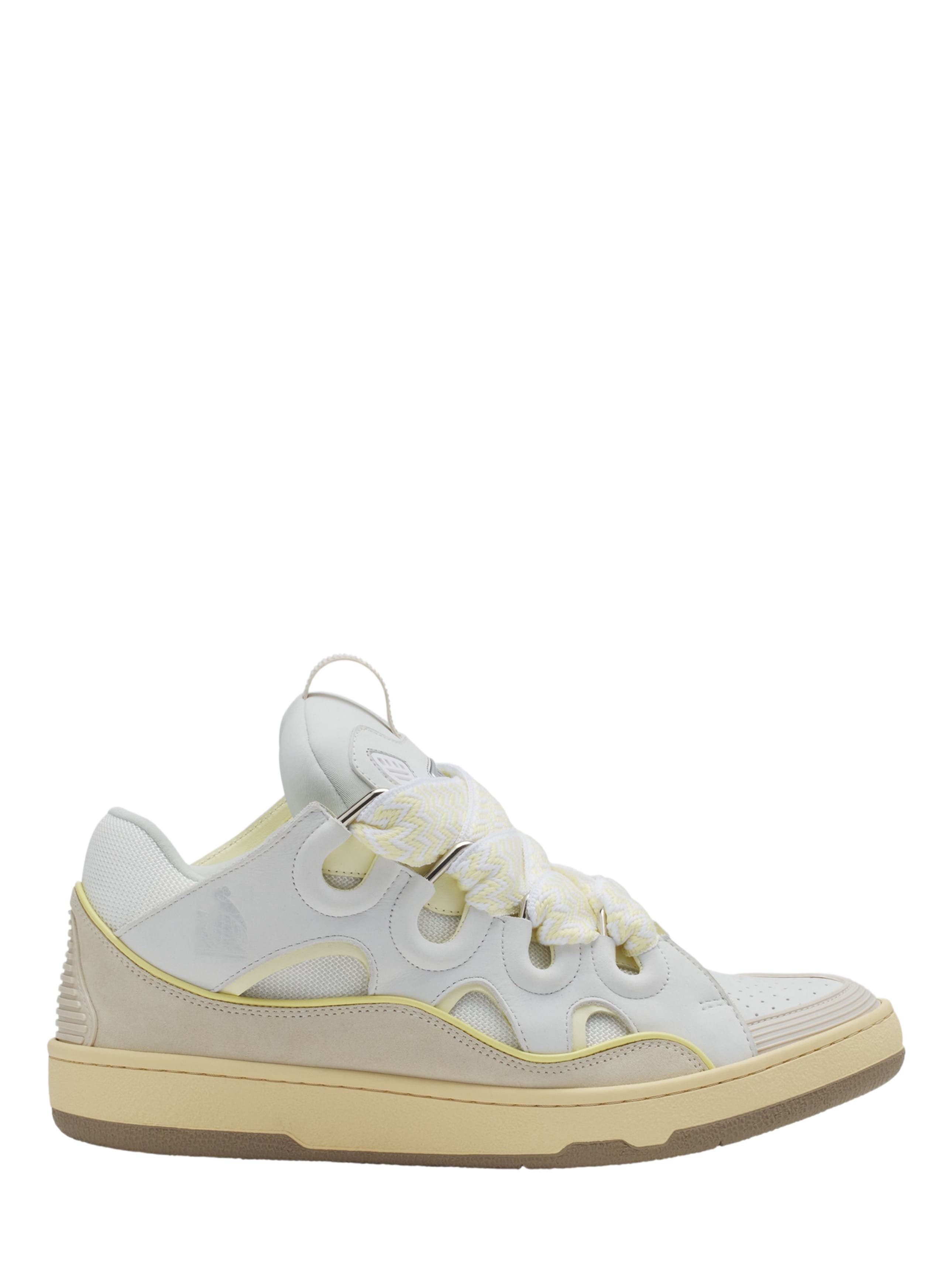 Lanvin Curb Leather Sneakers in White/beige at Nordstrom - 1