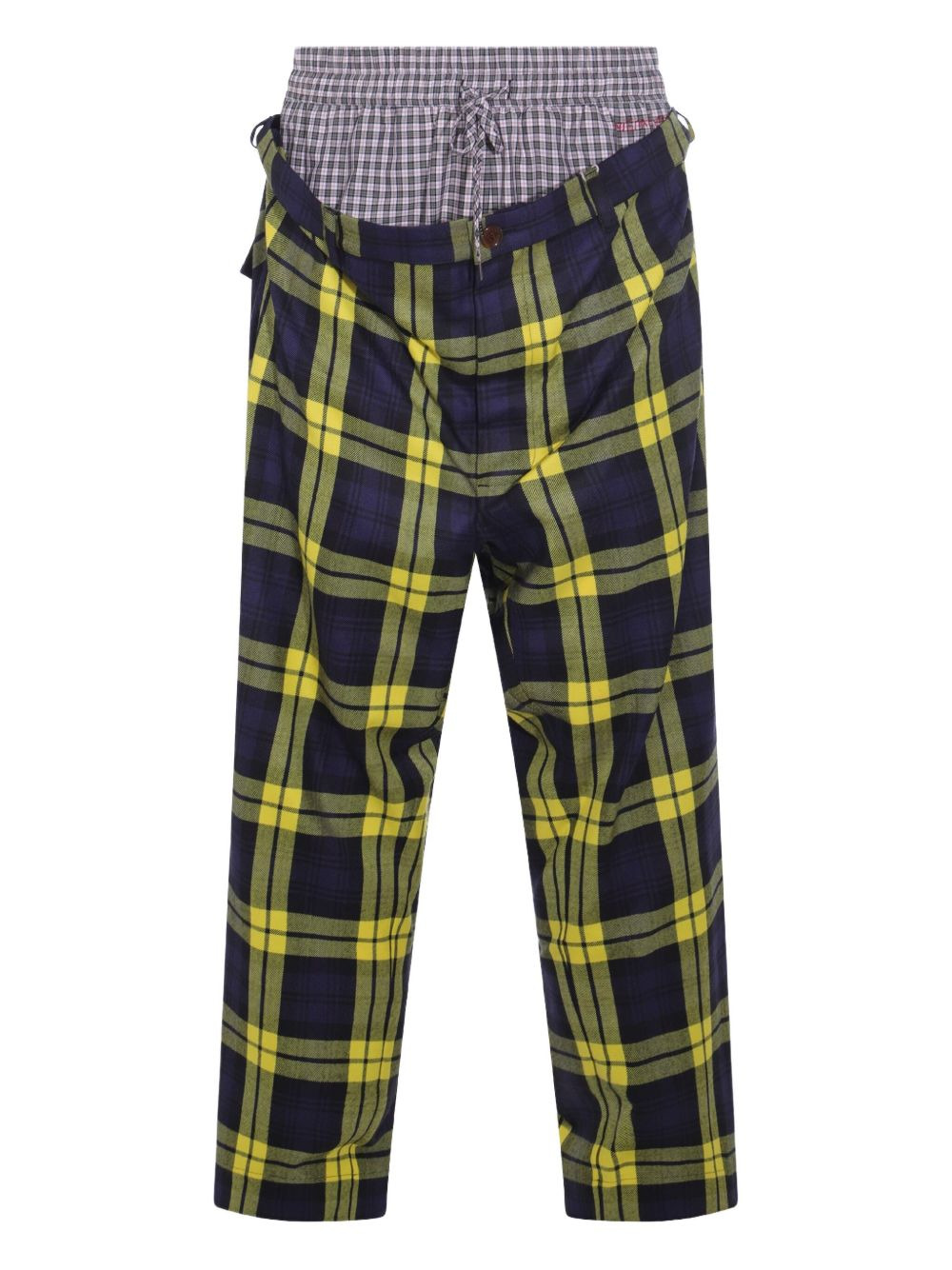 Builder check-pattern layered trousers - 3