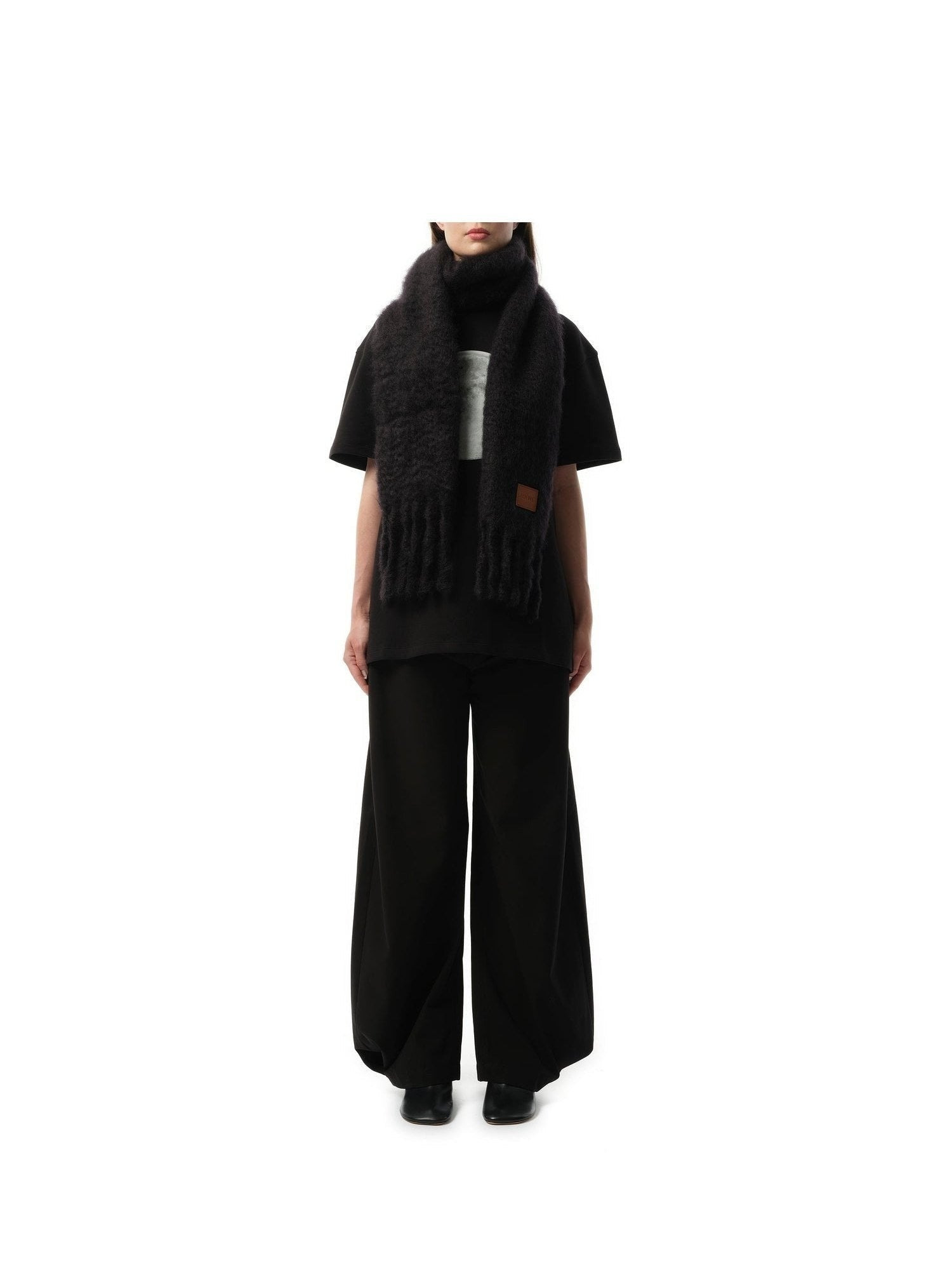 Mohair Blend Scarf in Black - 4