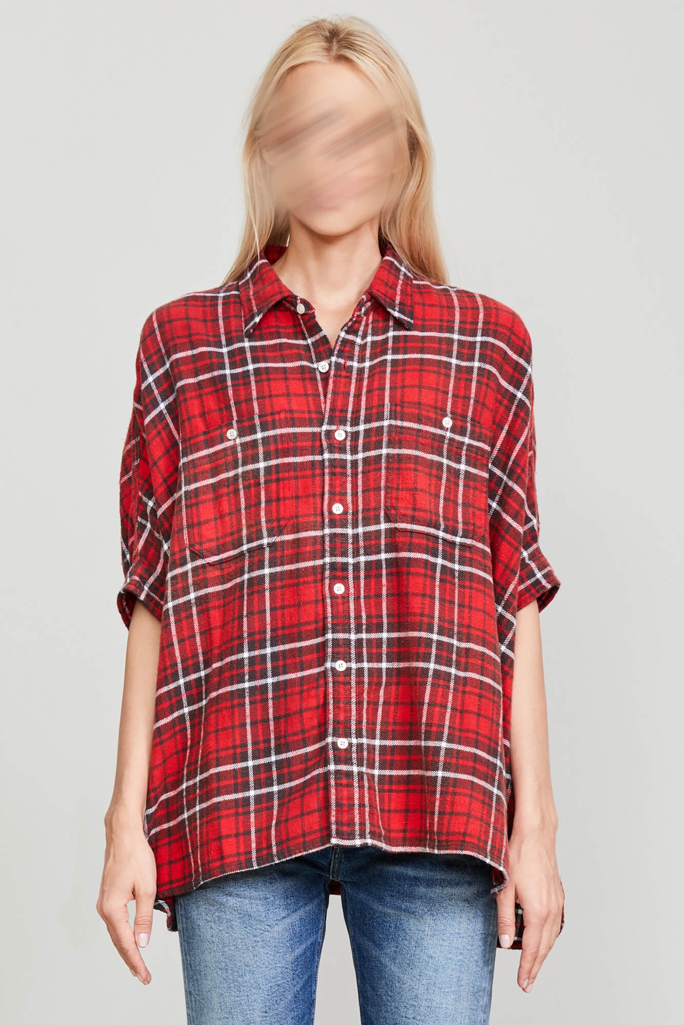 OVERSIZED BOXY SHIRT - RED PLAID - 5
