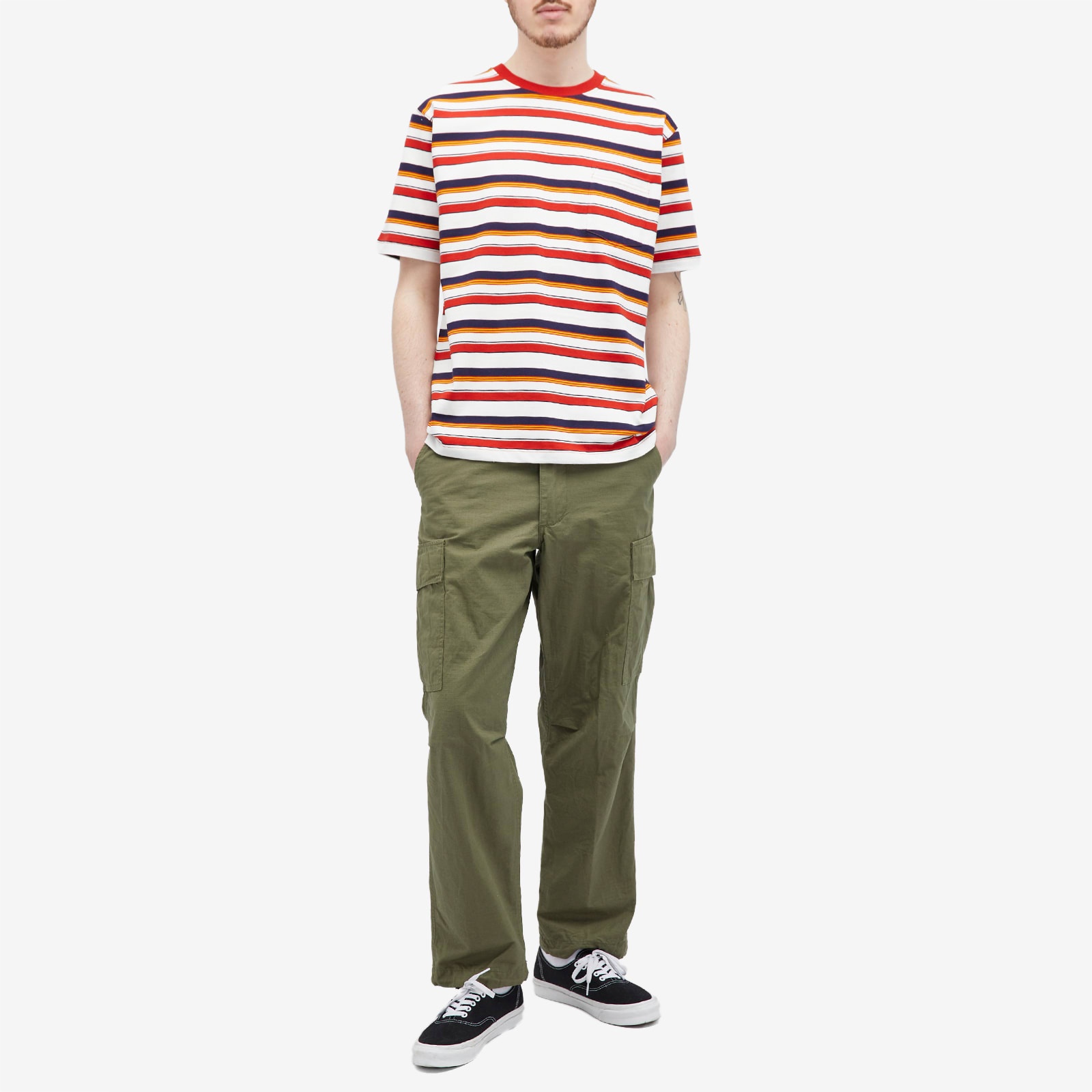 Beams Plus Multi Stripe Pocket T-Shirt - 4