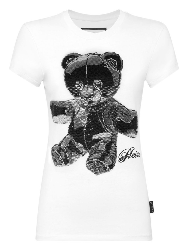 crystal-embellished teddy T-shirt 1