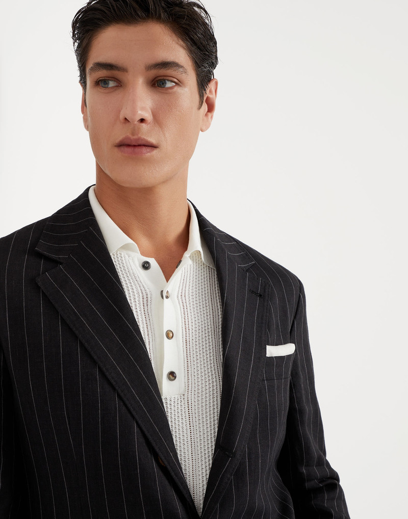 Linen chalk stripe deconstructed blazer 3
