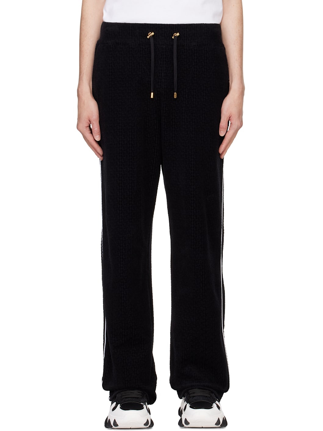Black Velvet Monogram Kiss Jersey Sweatpants - 1