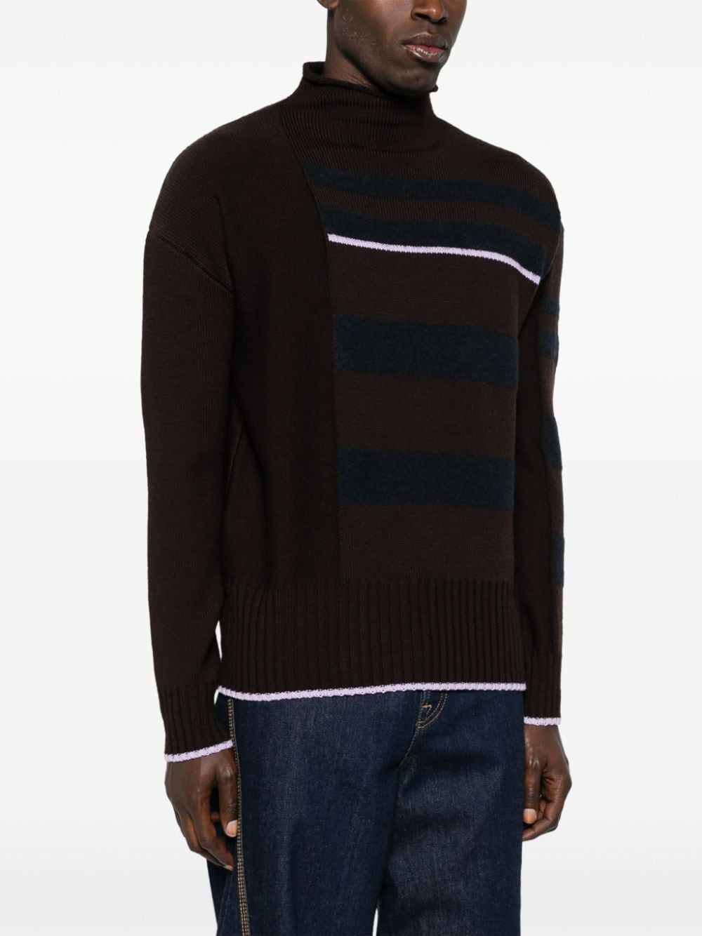 striped mock-neck jumper - 3