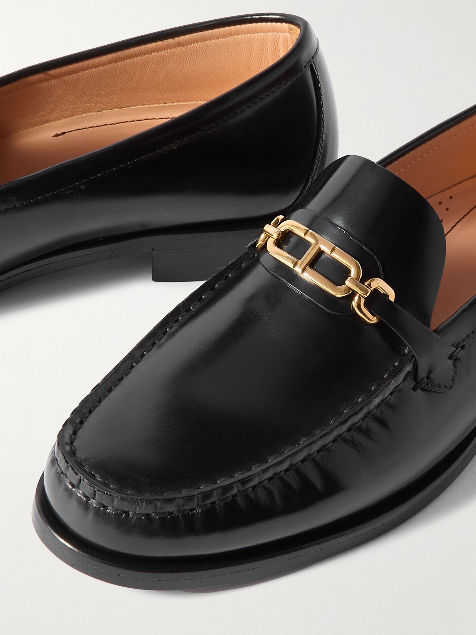 Embellished leather loafers Black - 4