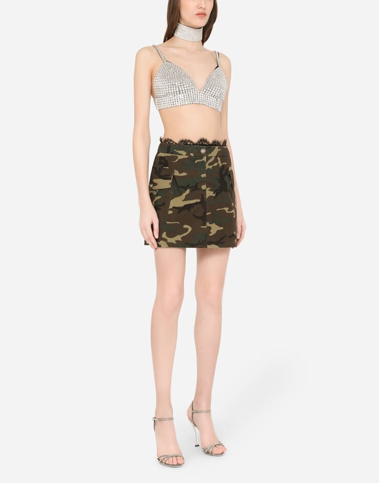 Short cotton skirt with camouflage print - 6