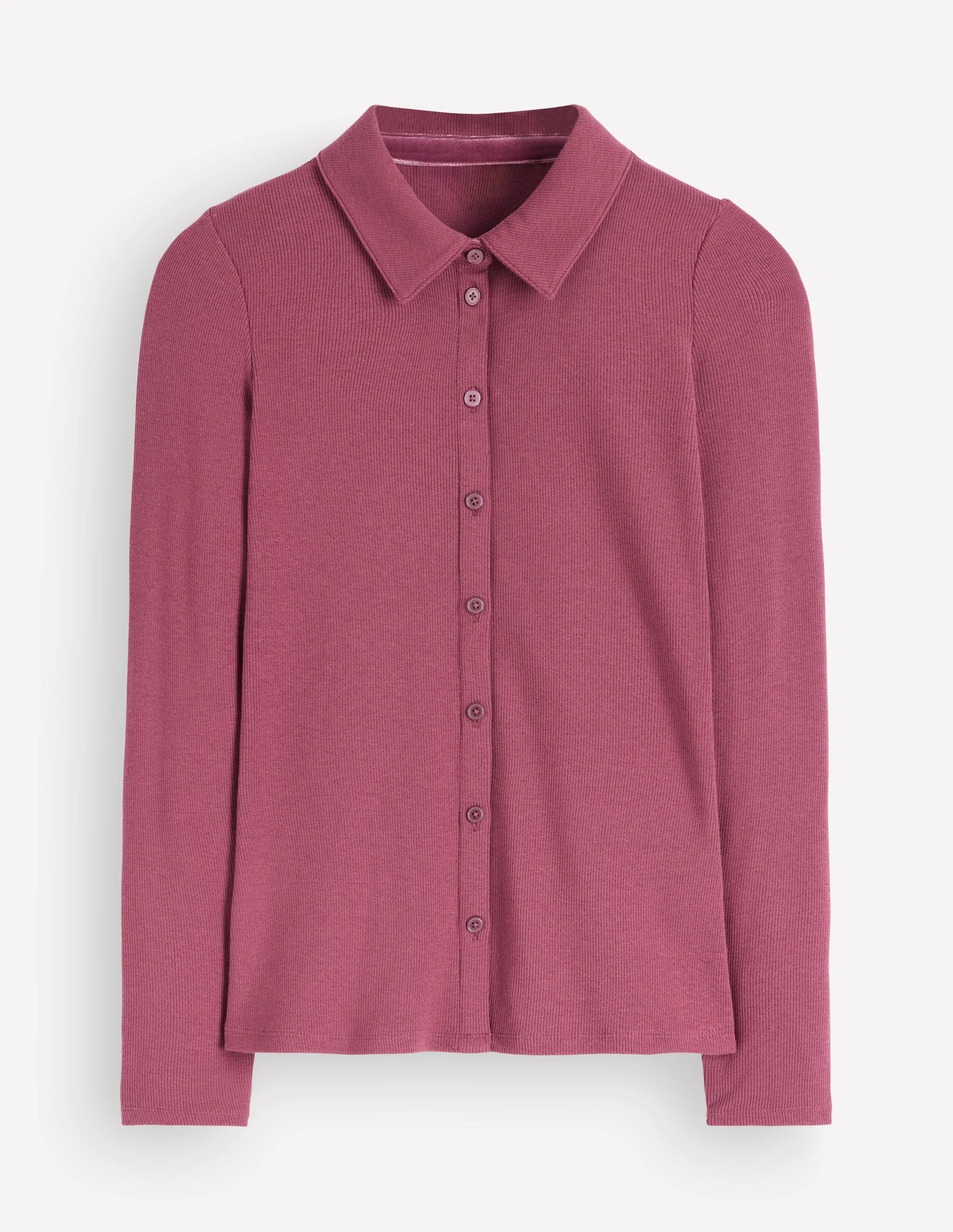 Jersey Velvet Ribbed Shirt-Maroon - 1