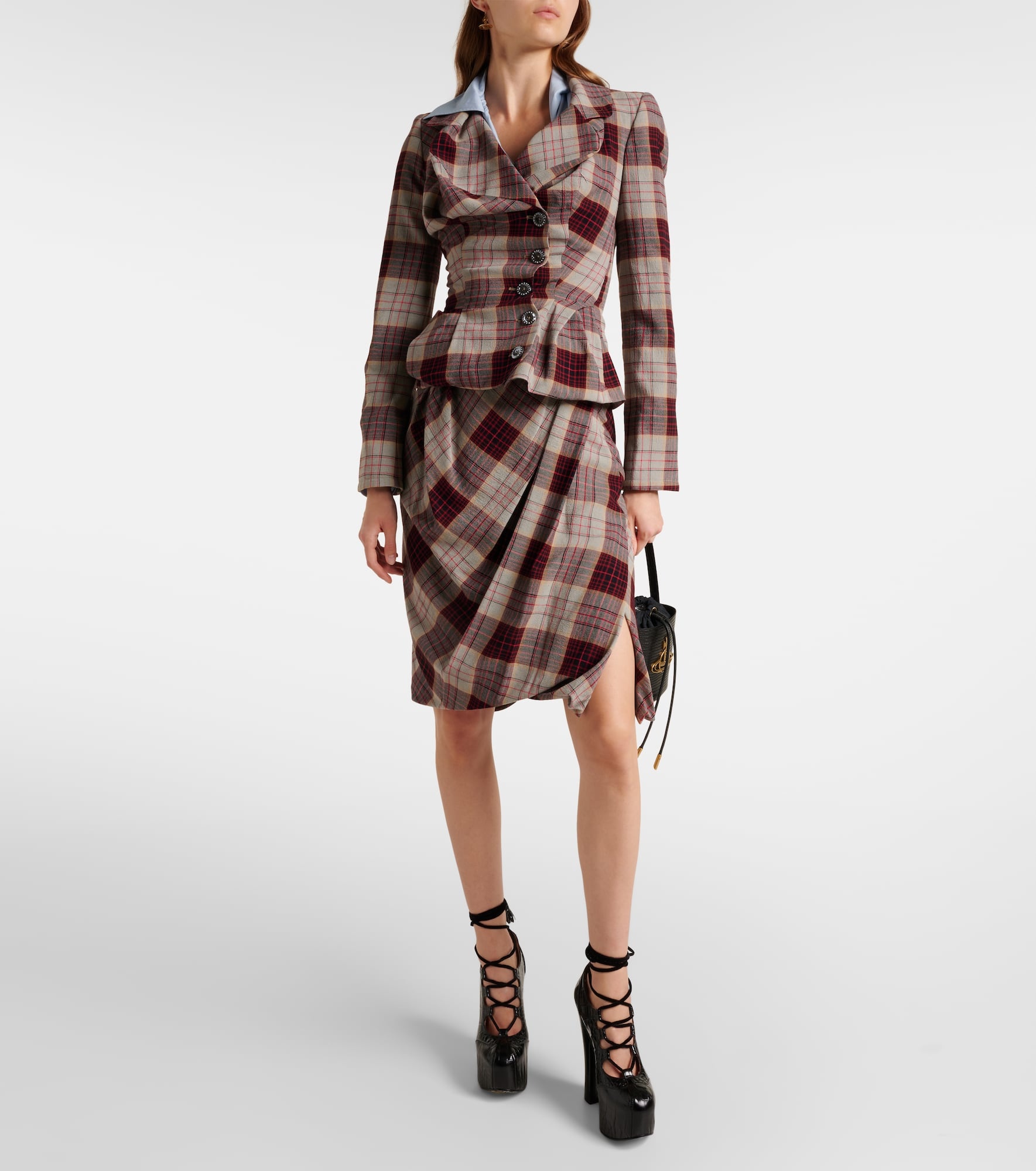 Drunken Drape checked midi skirt - 2