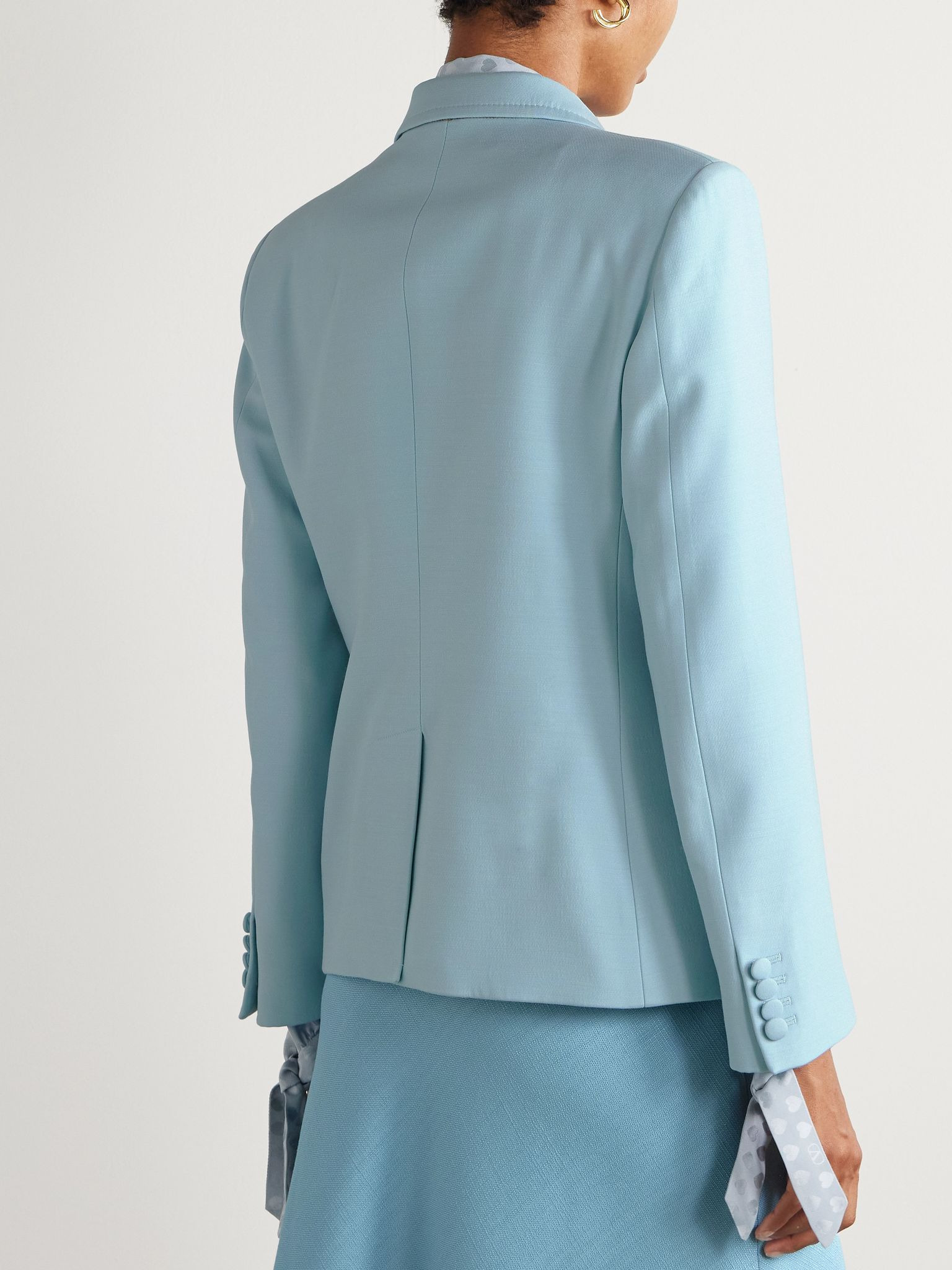Wool and silk-blend blazer Blue - 4