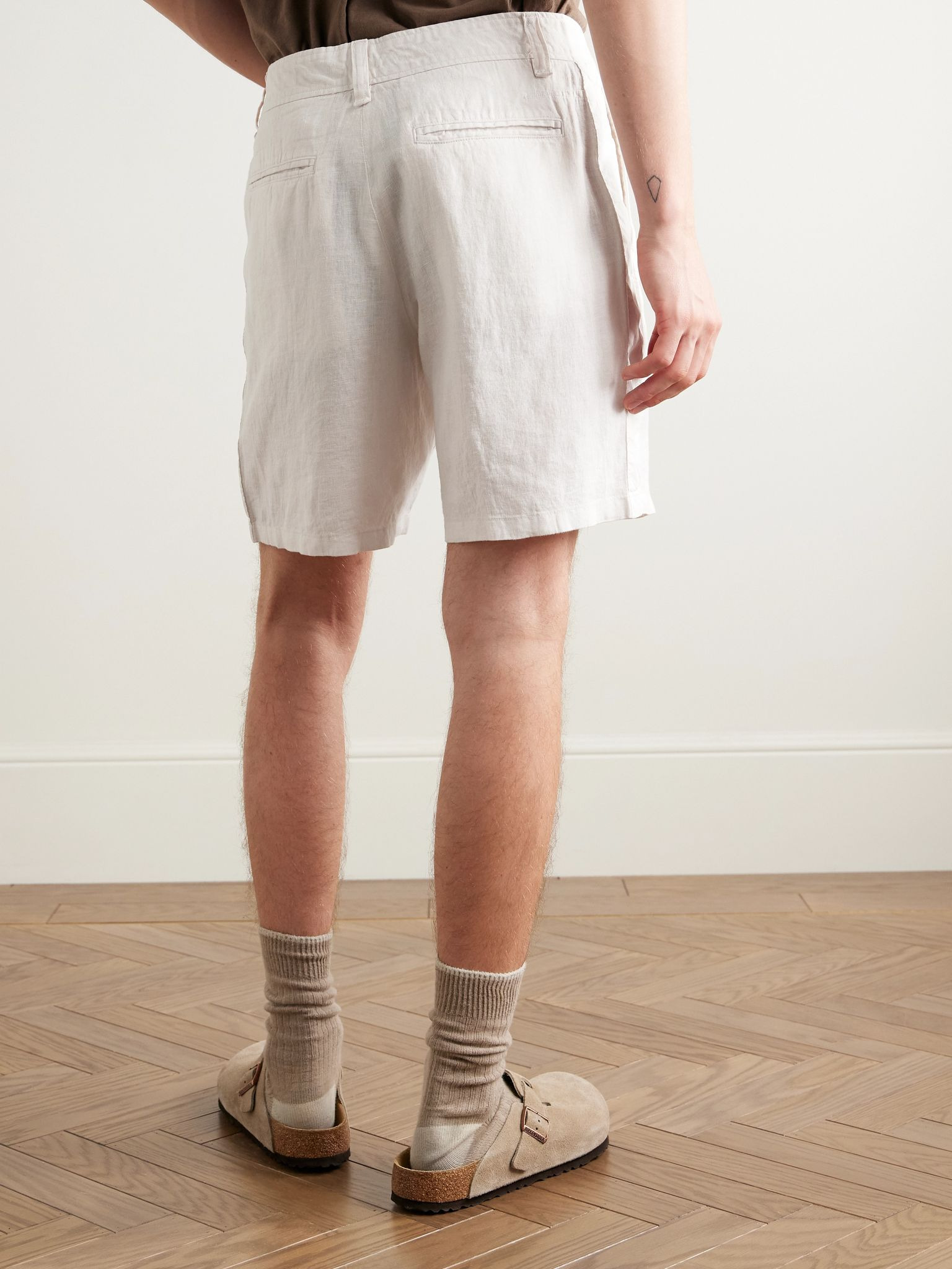 Haydon Straight-Leg Linen Shorts Ecru - 4
