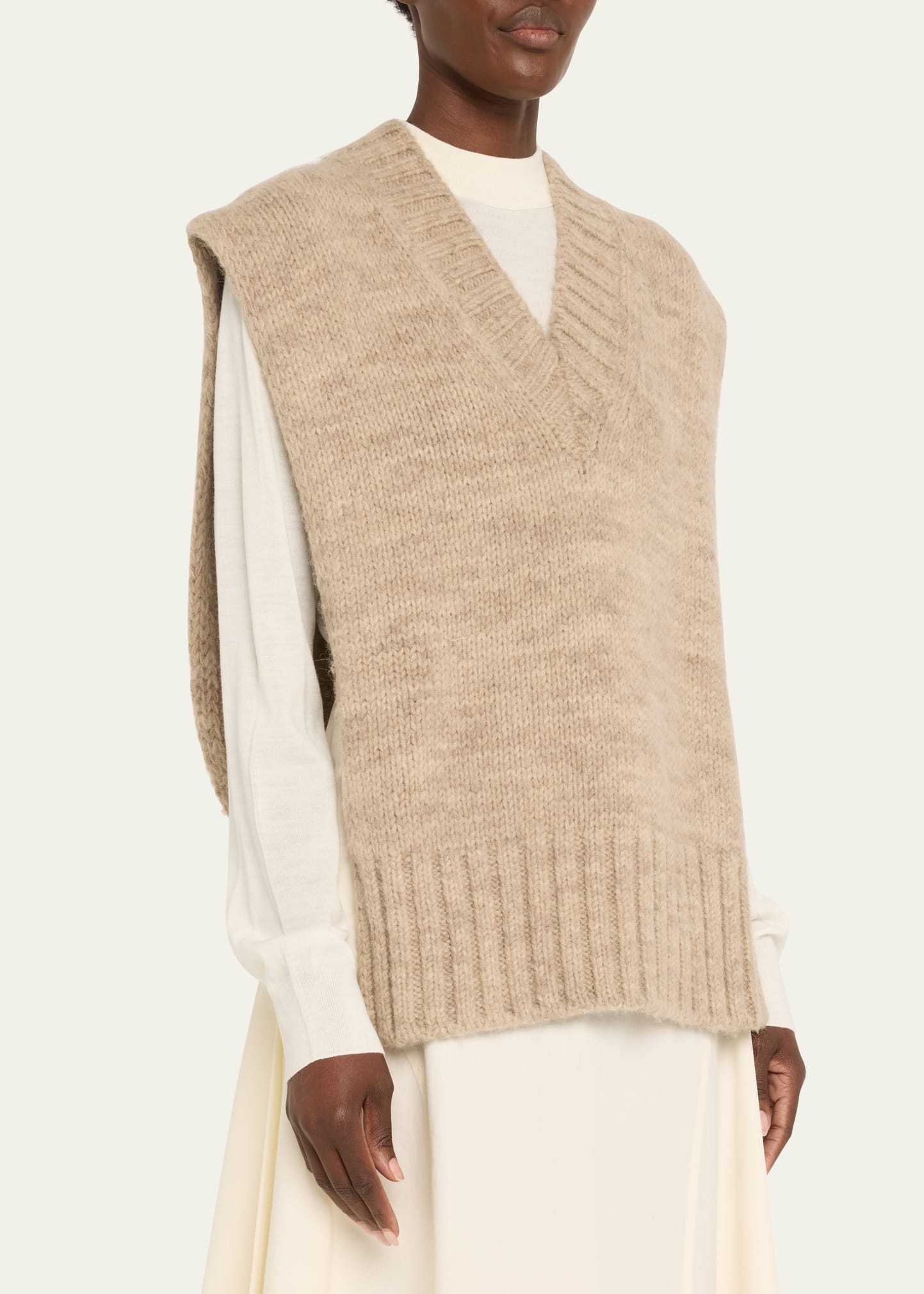 Open Side Alpaca-Blend Sweater Vest - 4