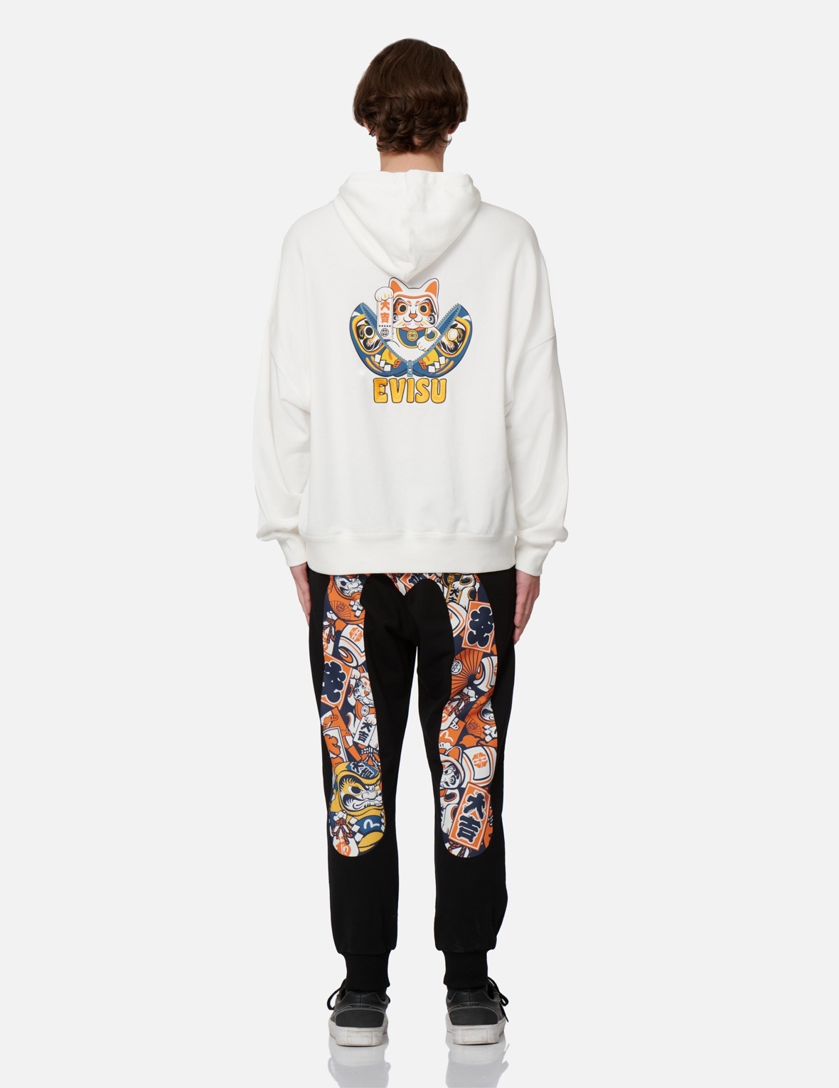 EVISU SQUAD DAICOCK PRINT WITH FORTUNE CAT EMBROIDERY SWEATPANTS - 5