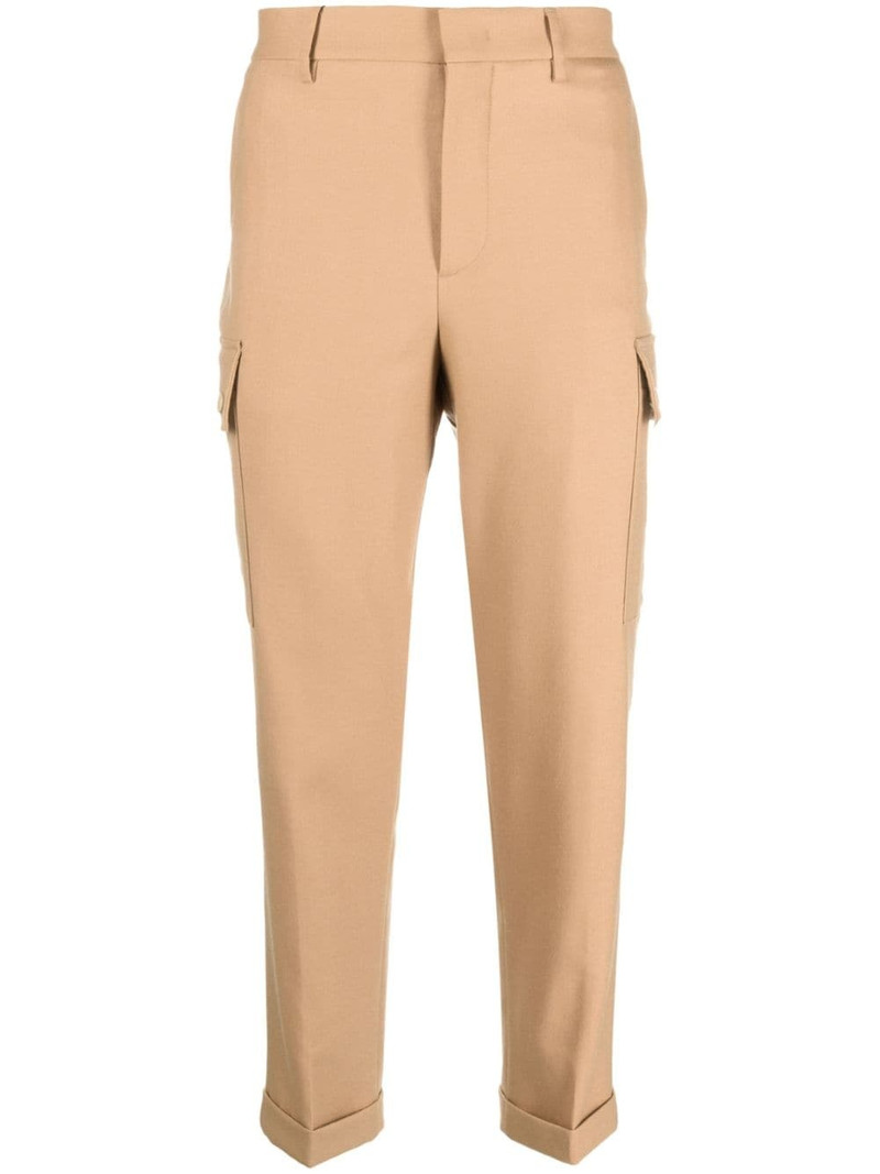 cargo-pockets wool tapered trousers 1