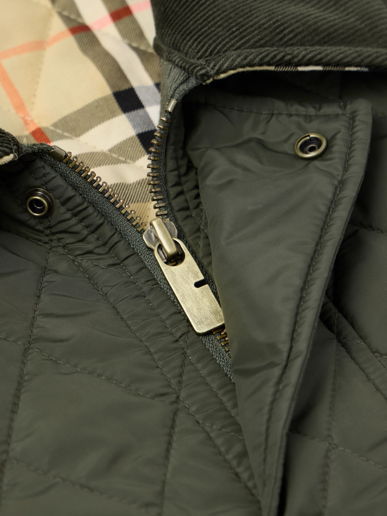 Padded Corduroy-Trimmed Quilted Shell Jacket Green - 5