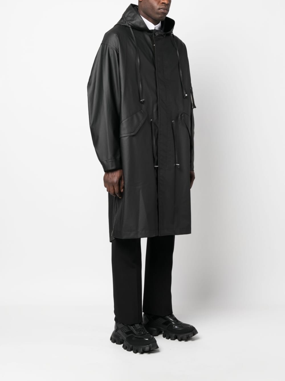 logo-print drawstring parka - 3