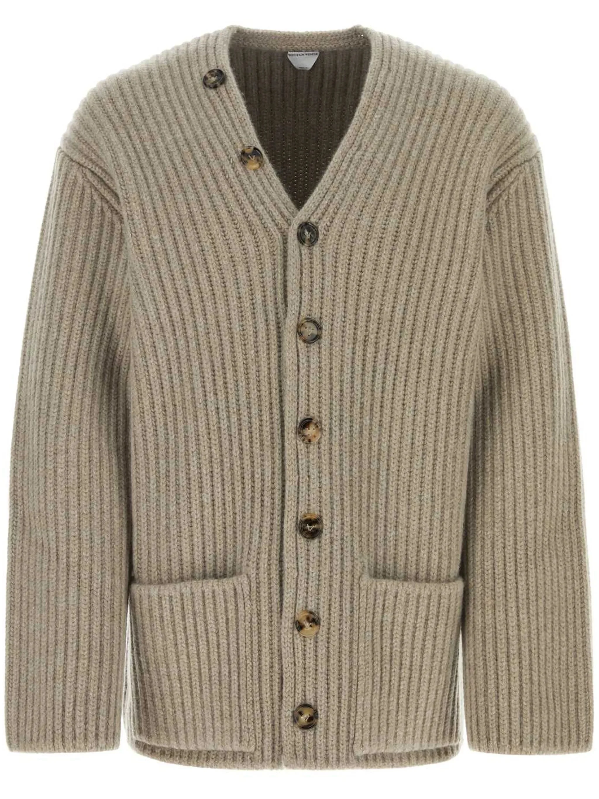chunky ribbed wool-blend cardigan - 1