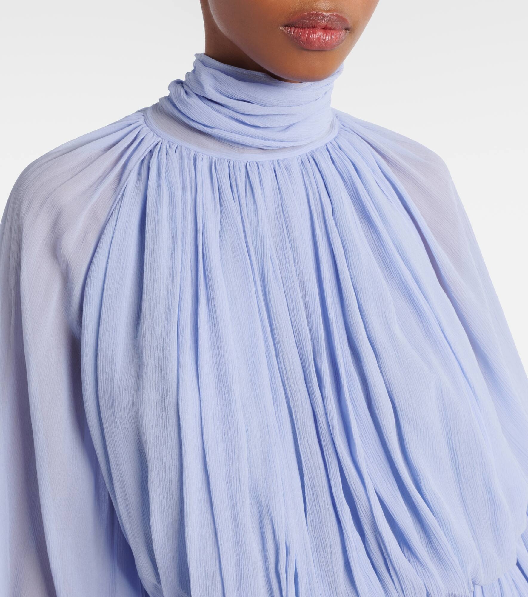 Gathered silk crepon midi dress - 4