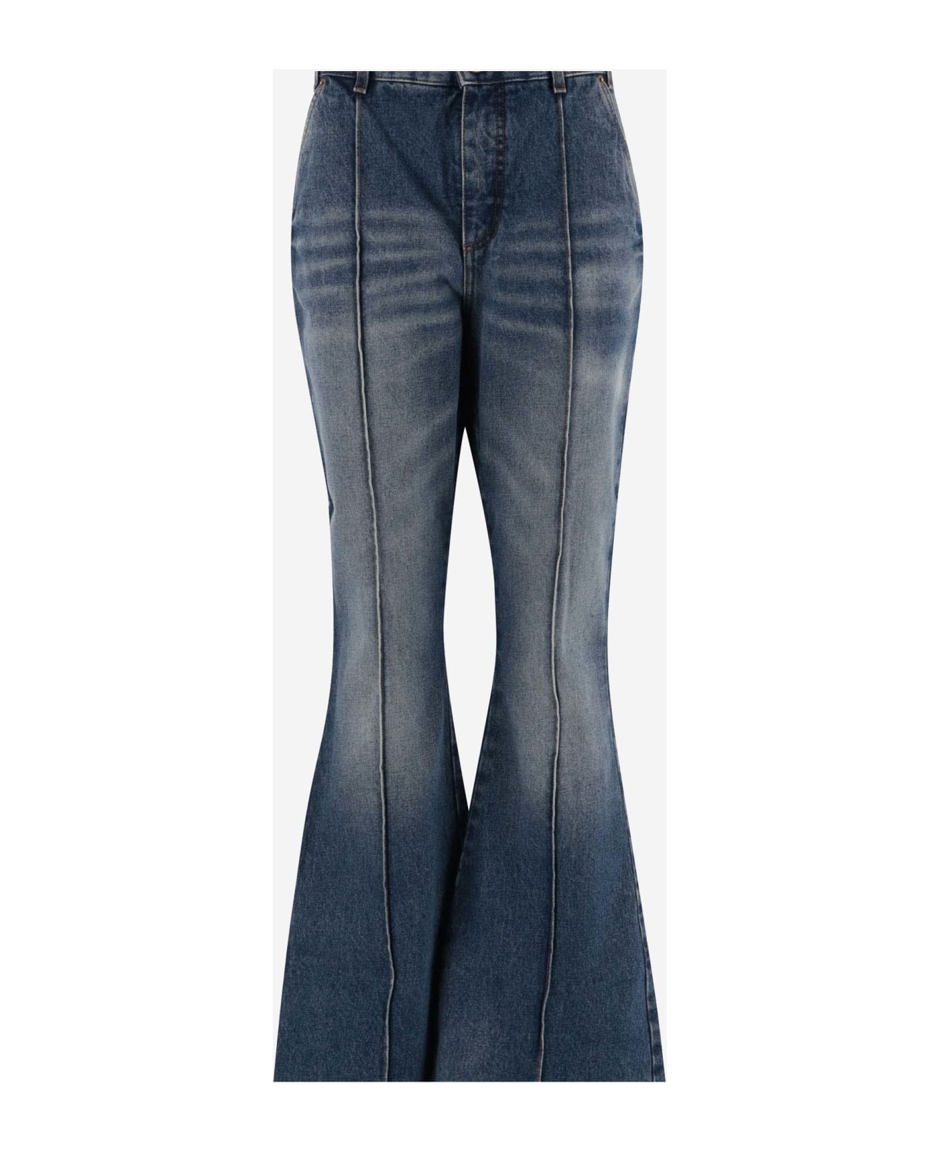Cotton Denim Flared Jeans - 2