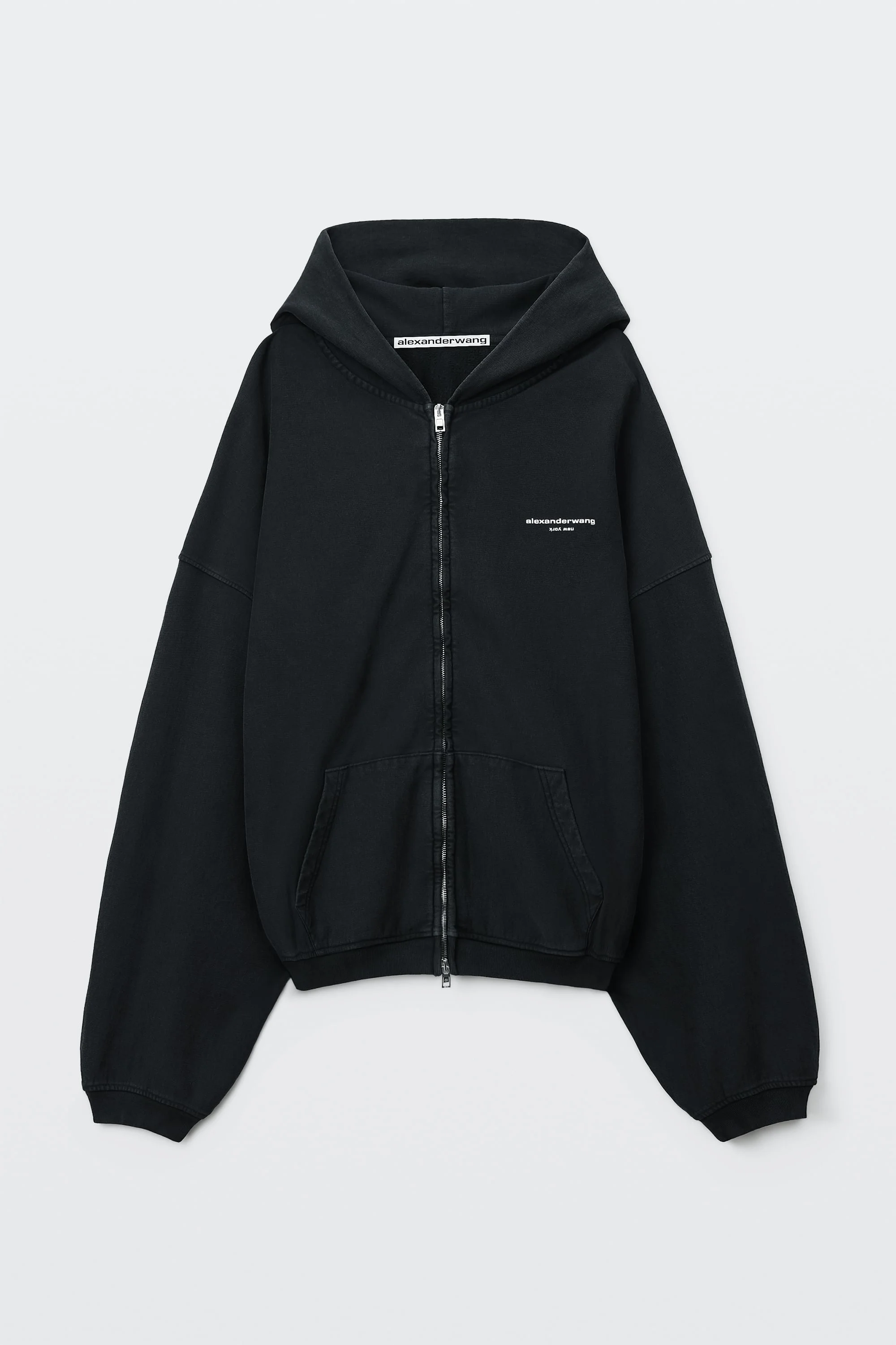 LOGO PRINT OVERSIZED ZIP-UP HOODIE - 1