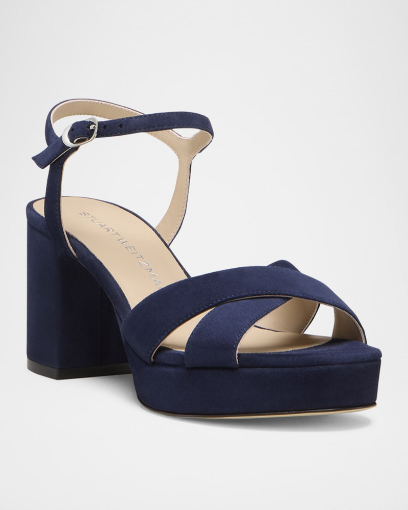 Stuart Weitzman Dayna Suede Crisscross Platform Sandals outlook